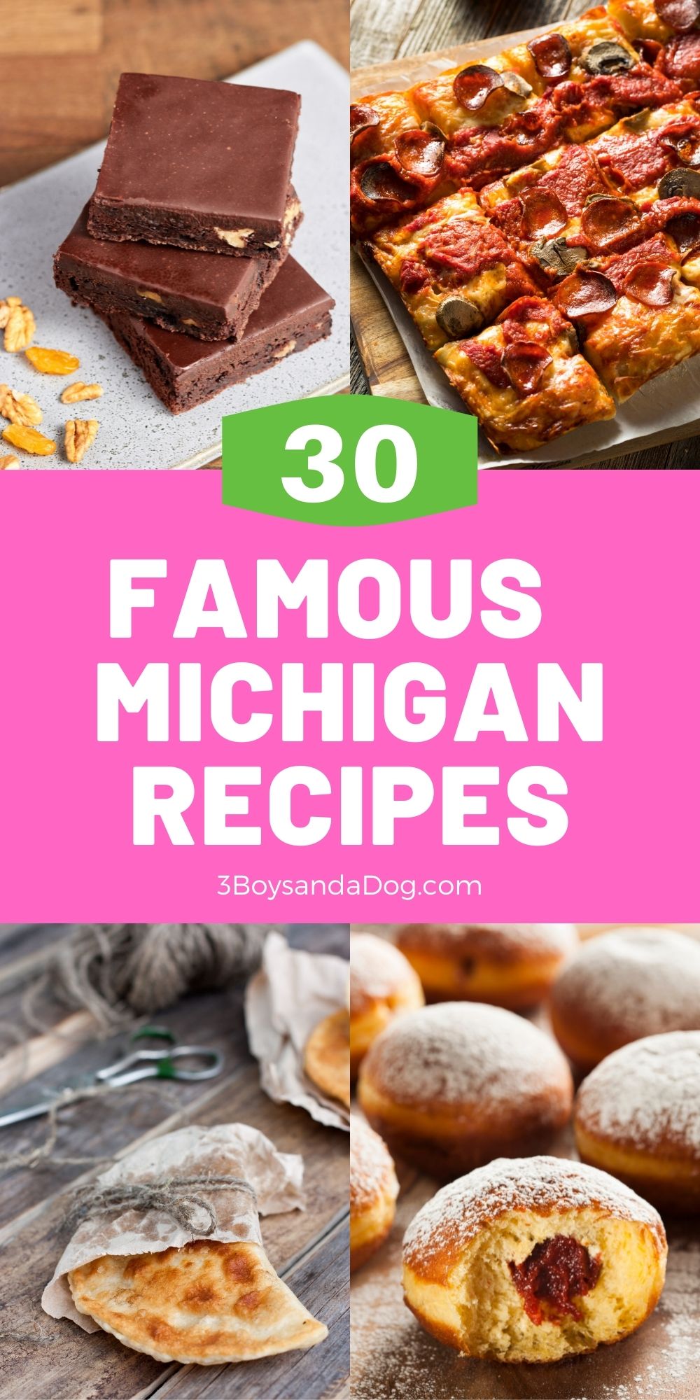 The feature pin with four famous Michigan foods