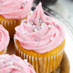 close up of frosted cupcake