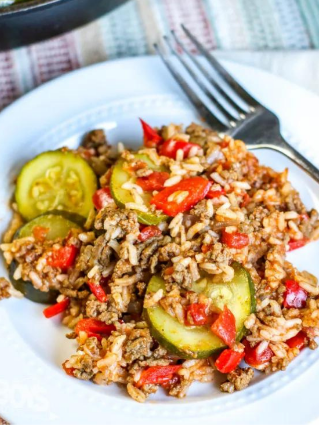 30 Minute Zucchini Ground Beef Rice Skillet Story