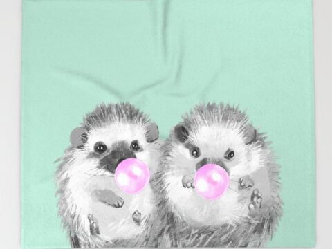 Image for Playful Twins Hedgehog Throw Blanket by Big Nose Work