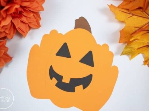 Image for Pumpkin Handprint Craft for Halloween [Free Template]