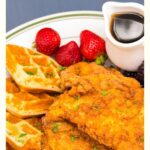 extra pin with an image of chicken and waffles for famous New Hampshire recipes