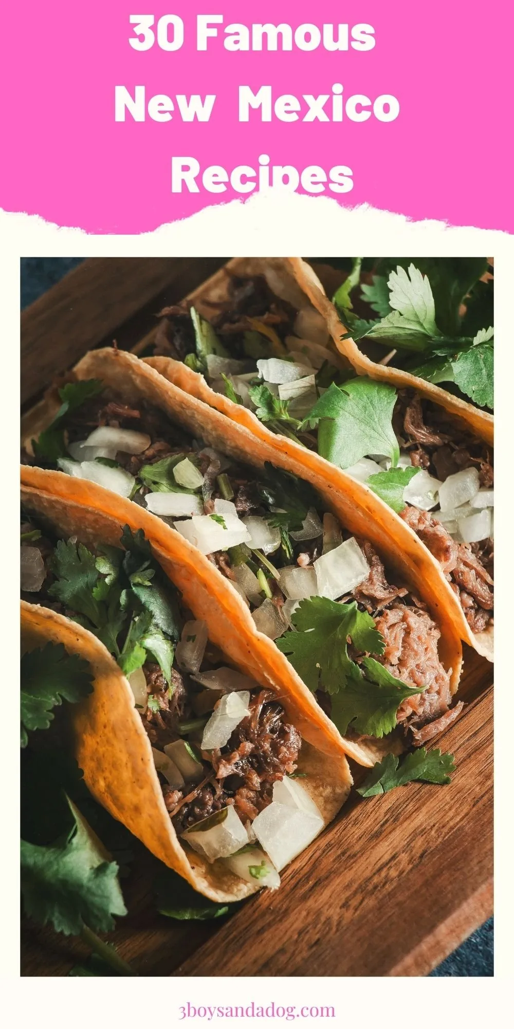 extra pin with image of tacos for famous New Mexico recipes
