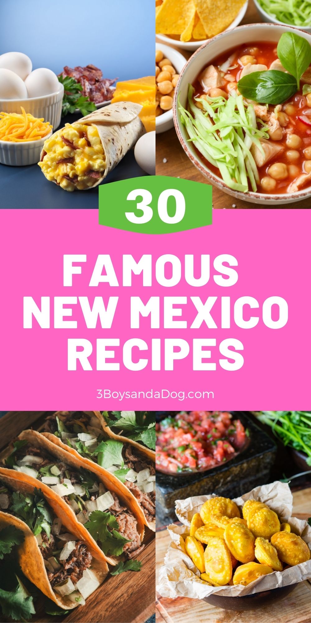 feature pin with four images for famous New Mexico recipes
