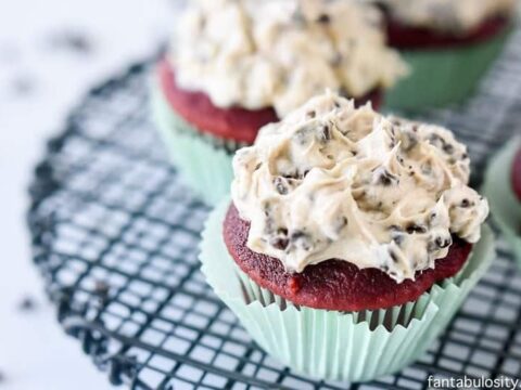 Image for Red Velvet Cupcakes with Creamy Chocolate Chip Frosting