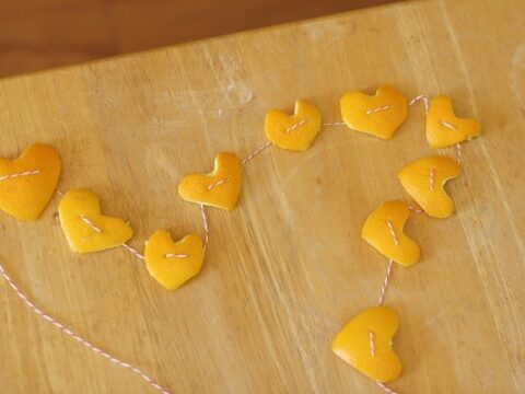 Image for Heart Garland Craft for Kids Made from Orange Peels