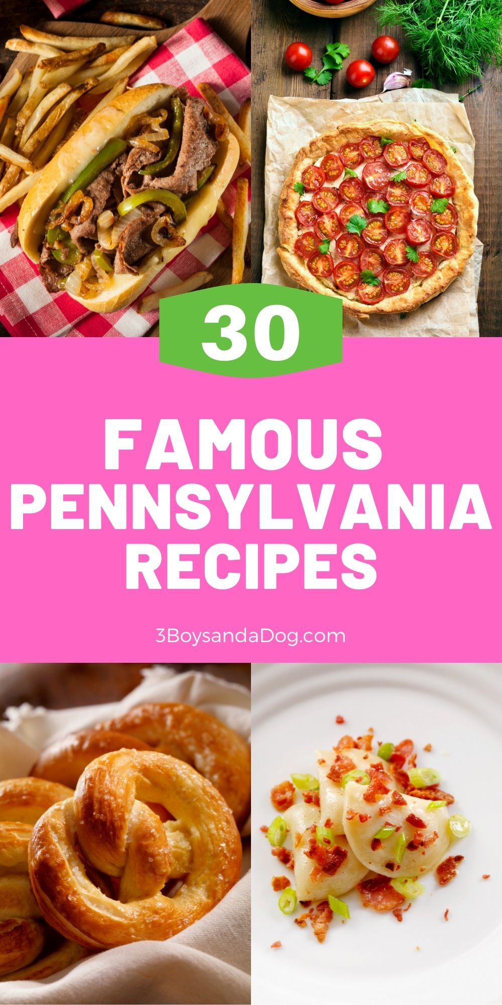 feature pin for famous Pennsylvania recipes with four images