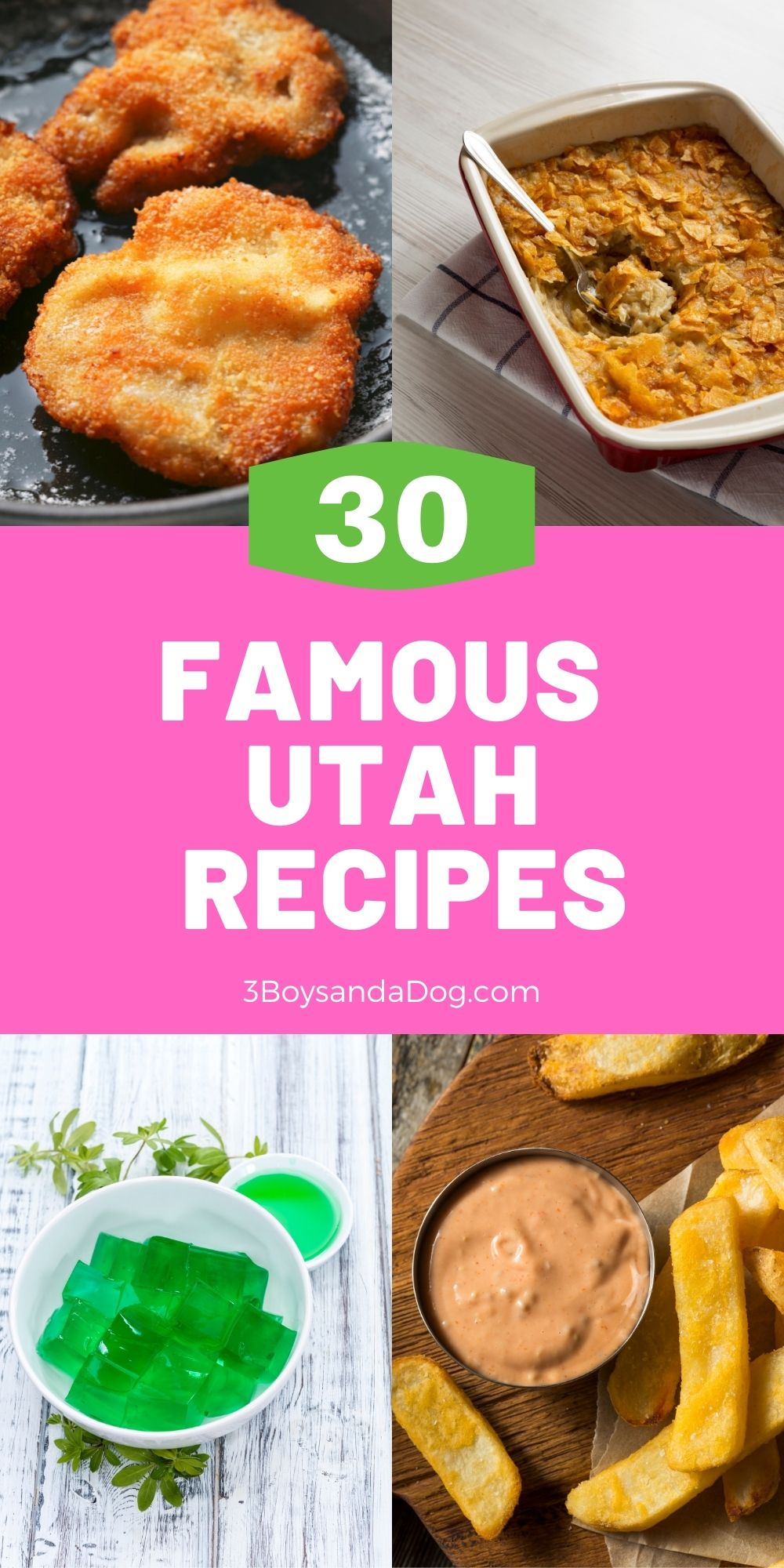 feature pin with four images for famous Utah recipes