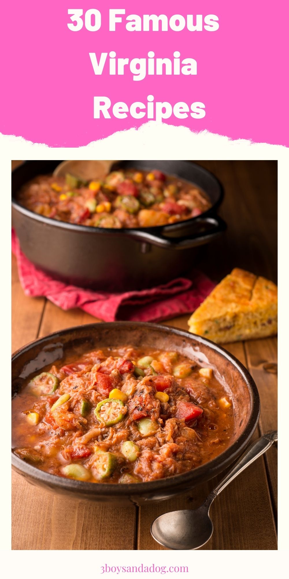 extra pin for famous Virginia recipes with image of brunswick stew