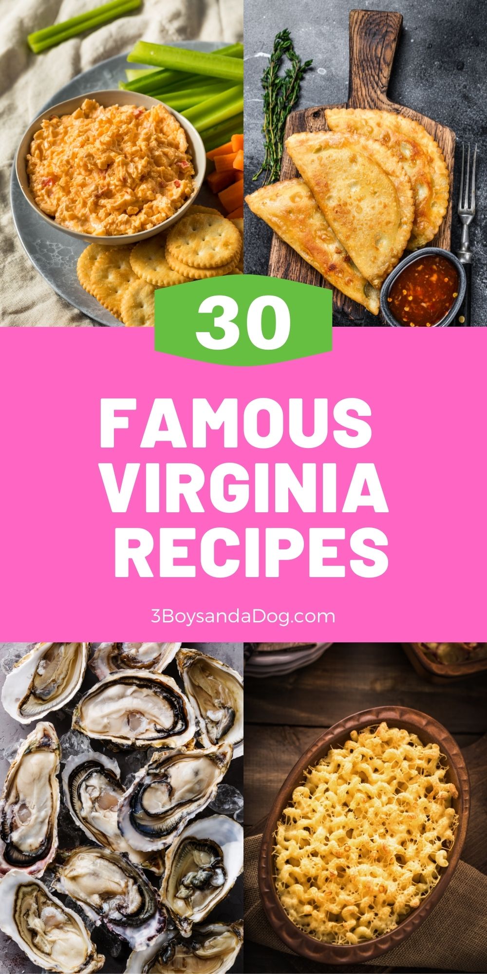 feature pin for famous Virginia recipes with four images