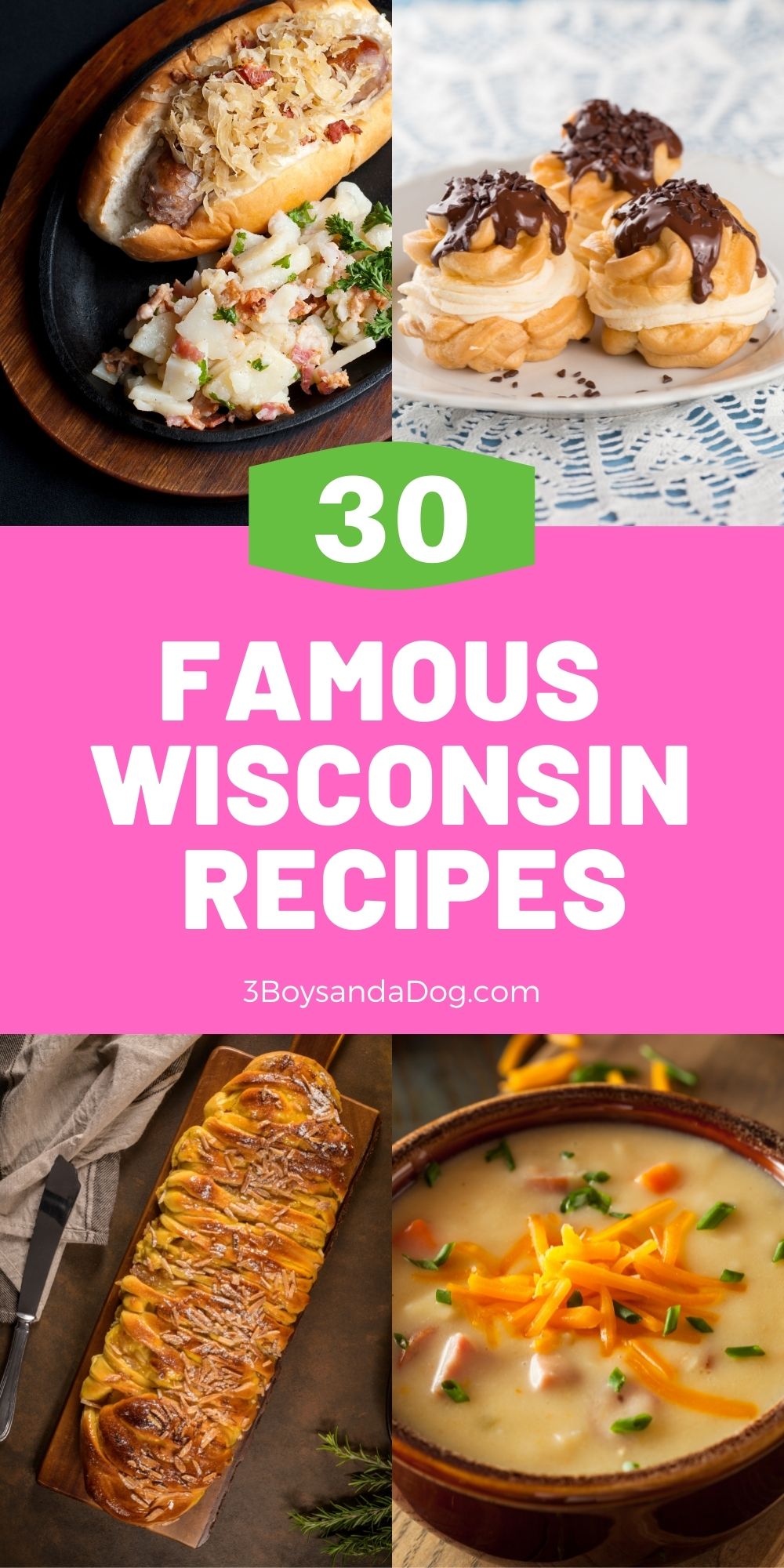 feature pin with four images for famous Wisconsin recipes
