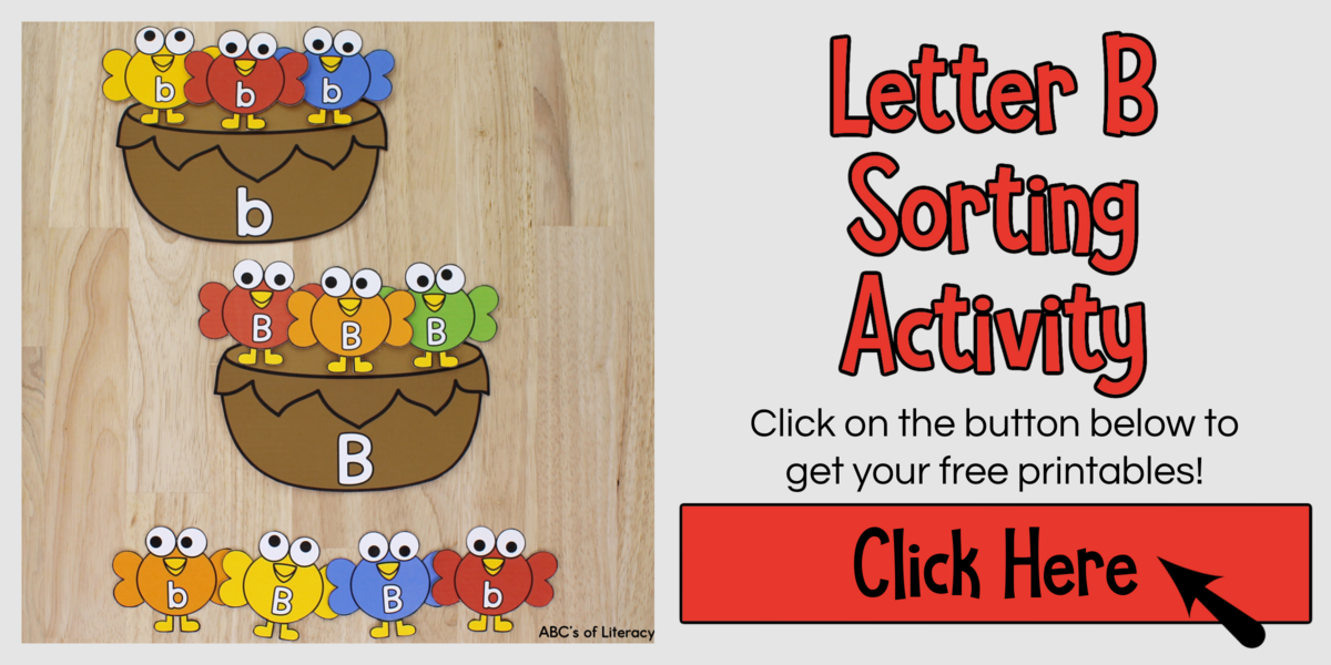 download b for birds activity printable button