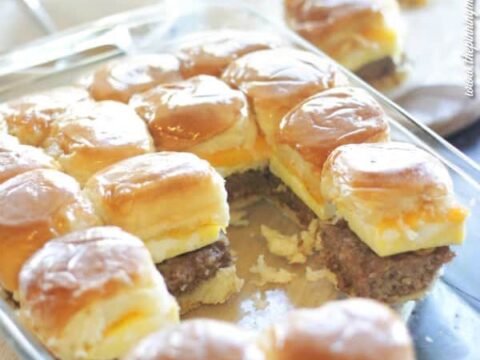Image for Sausage Egg and Cheese Breakfast Sliders with Syrup Glaze