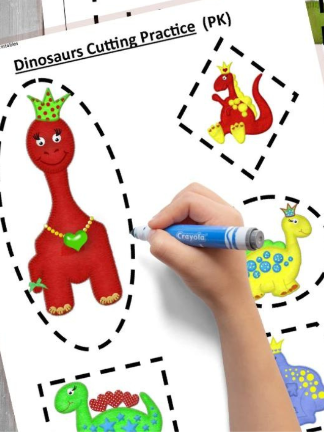 Dinosaurs Preschool Cutting Practice Story