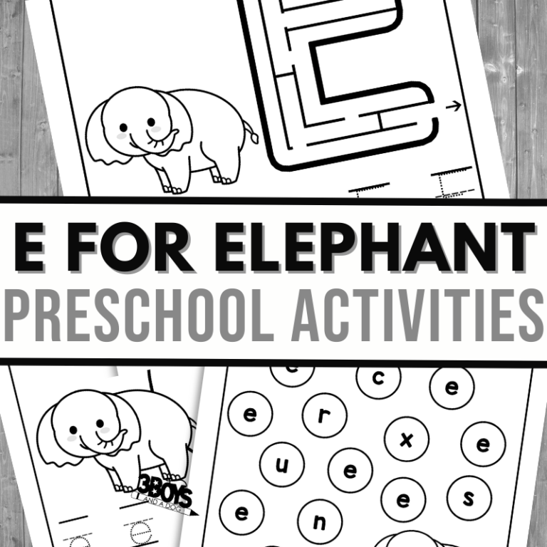 Letter E is for Elephant Activity Sheets