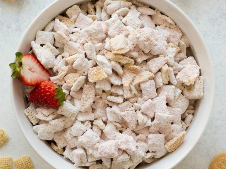 Image for The BEST Strawberry Puppy Chow Recipe With Golden Oreos