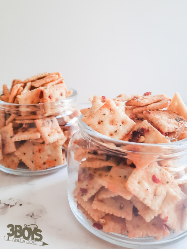 jar filled with baked crackers