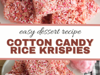 feature image that reads cotton candy rice krispies easy dessert recipe