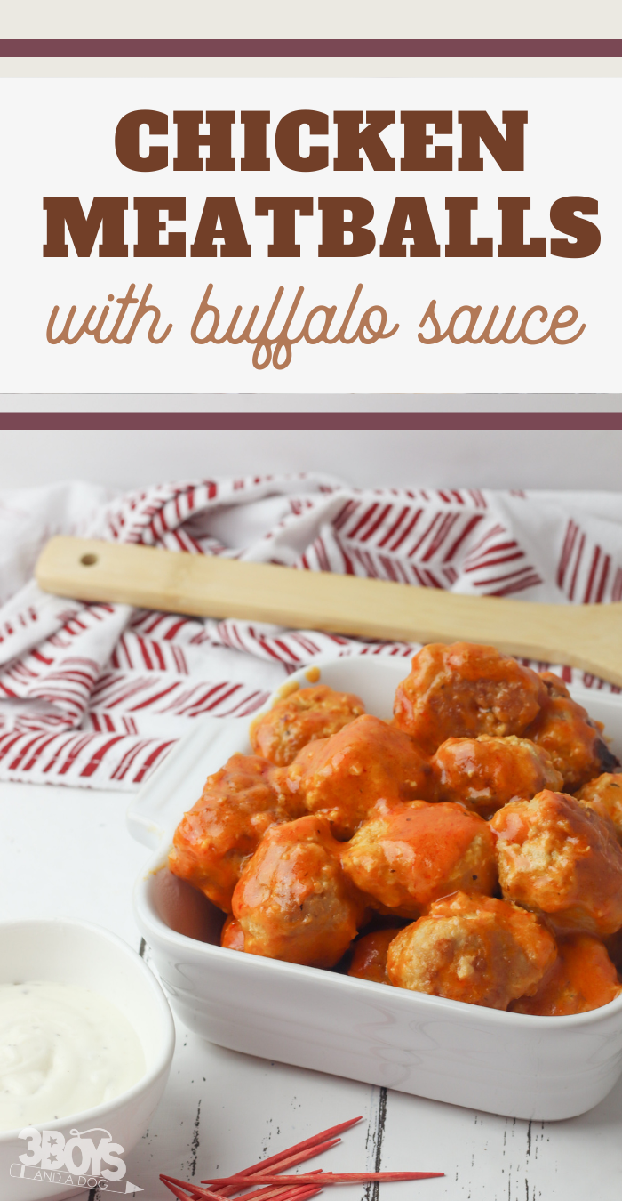 chicken meatballs with buffalo sauce and white bowl of chicken meatballs 