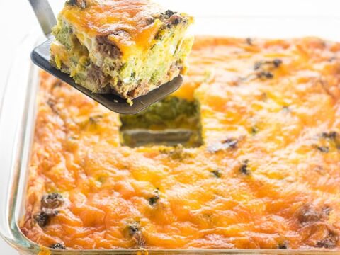 Image for Healthy Keto Low Carb Breakfast Casserole Recipe with Sausage and Cheese - Gluten Free