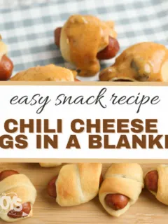 featured image that reads chili cheese pigs in a blanket easy snack recipe