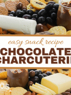 easy snack recipe chocolate charcuterie with close ups of the various chocolate ingredients used