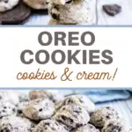 pin image that reads Oreo cookies cookies & cream with pictures of cookies above and beyond