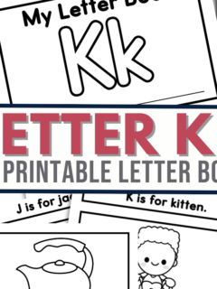 feature image that reads letter k my printable book