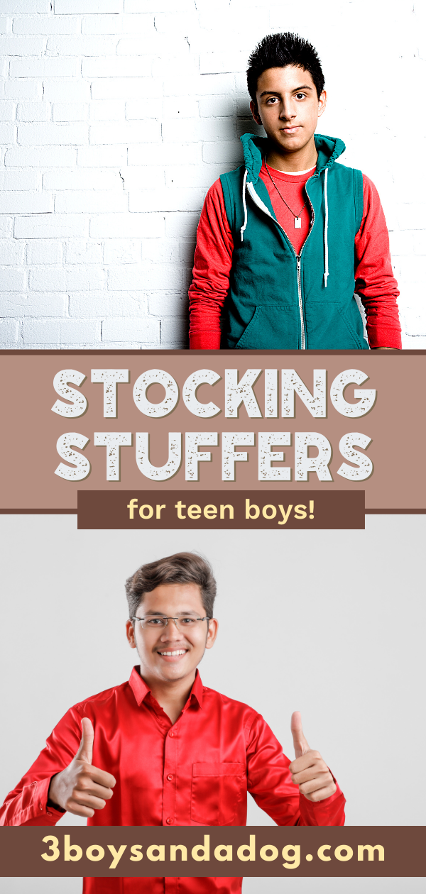 pin image that says stocking stuffers for teen boys