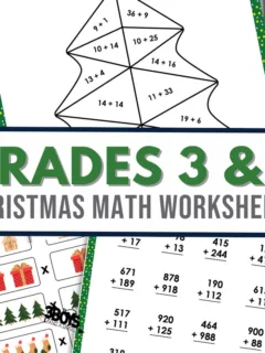pin image that reads grades 3 and 4 christmas math worksheets