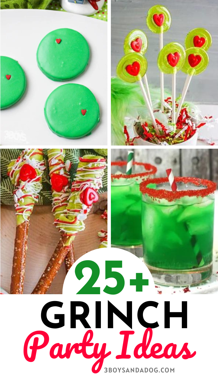 pin image that reads 25+ grinch party ideas