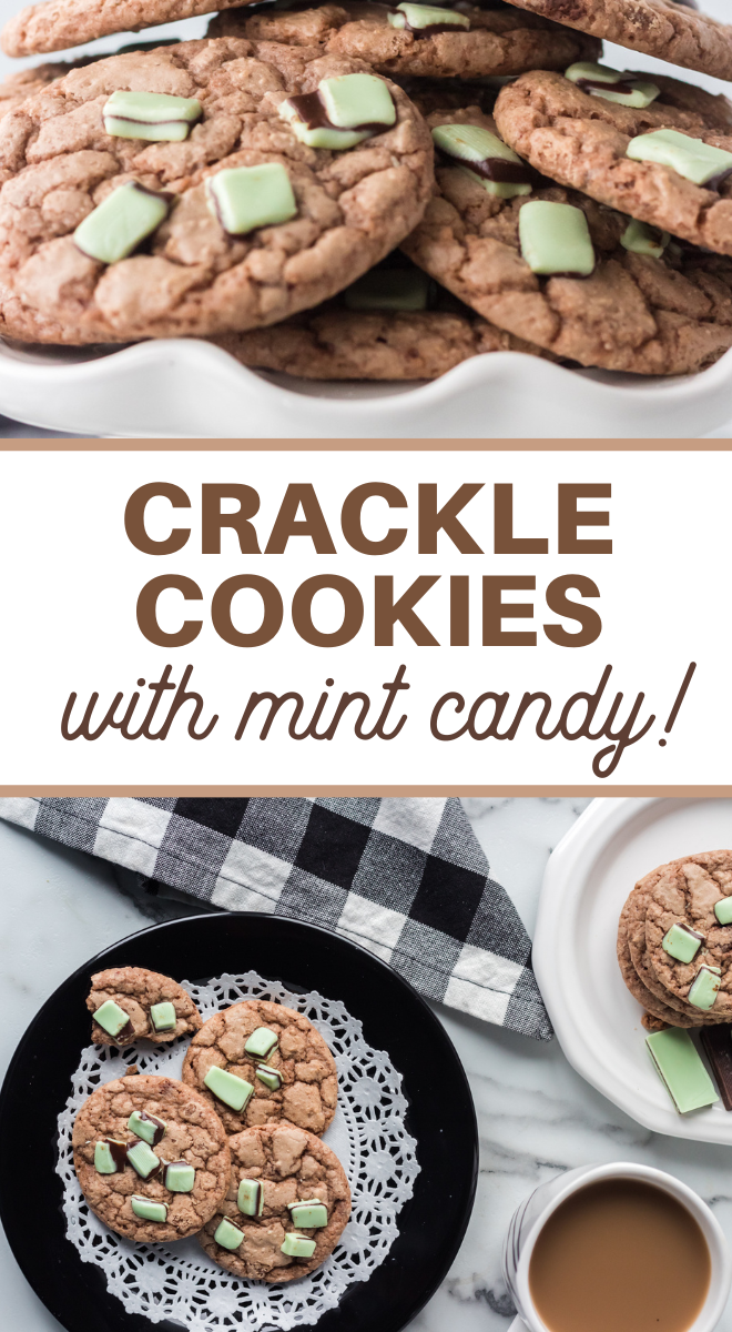 pin image that reads crackle cookies with mint candy! 