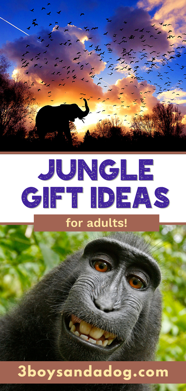 pin image that reads jungle gift ideas for adults