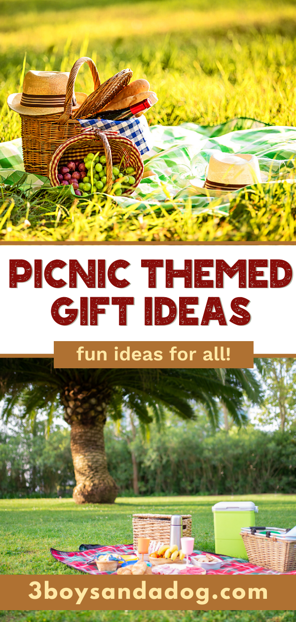 pin image that reads picnic themed gift ideas fun ideas for all! 