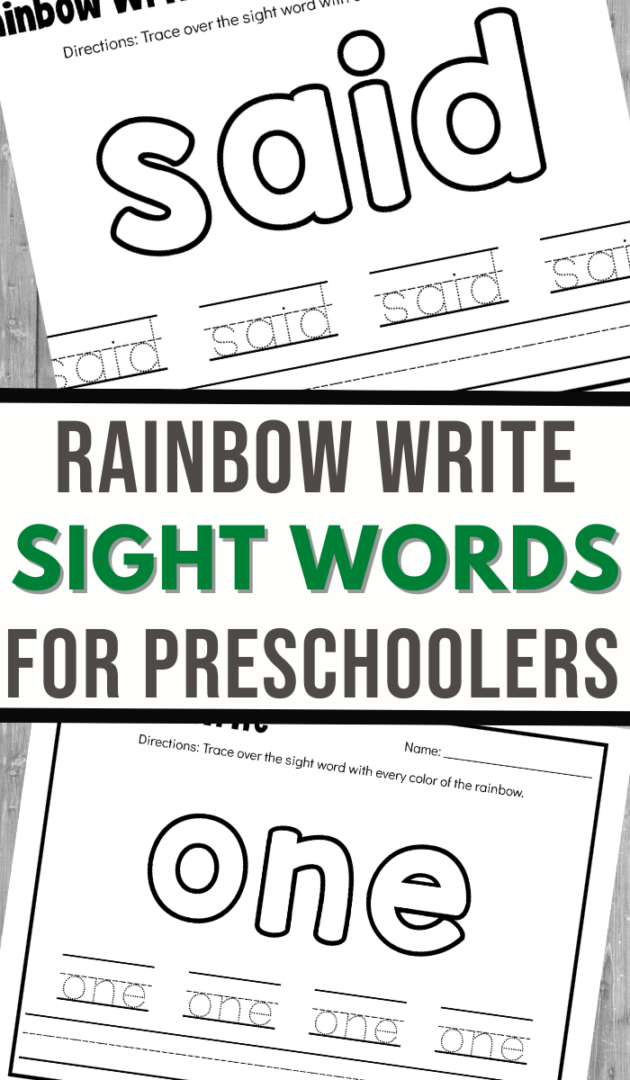 Rainbow Write Sight Words Worksheets - 3 Boys and a Dog