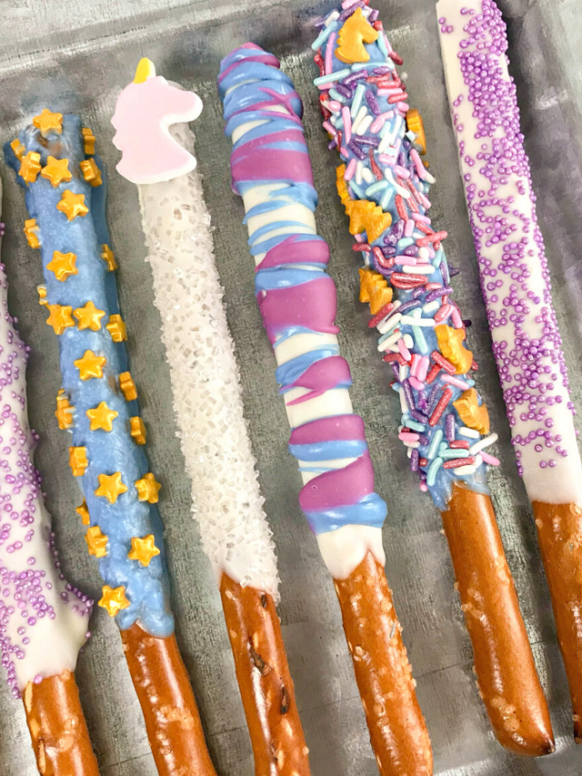 Unicorn Dipped Pretzel Rods Recipe