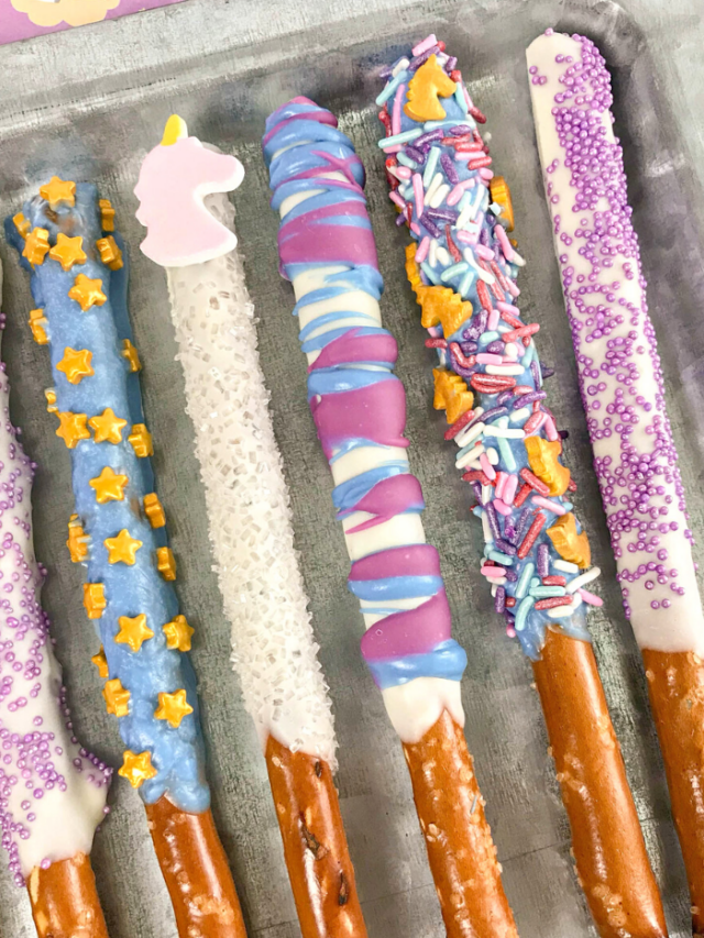 Unicorn Dipped Pretzel Rods Recipe