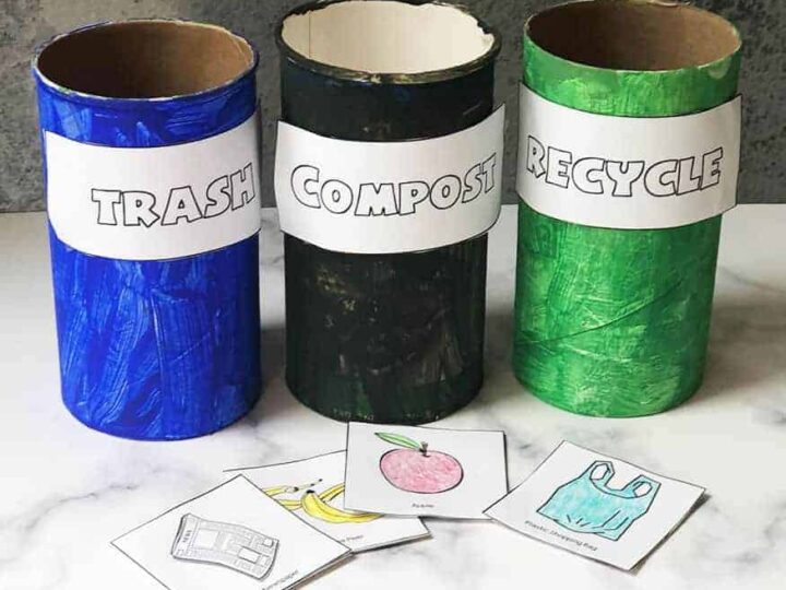 Image for Recycling Activity for Preschoolers {with recycled items and free printables}