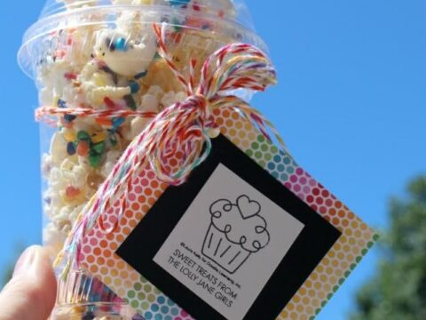 Image for White chocolate sprinkles popcorn dessert