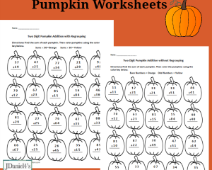 Image for Two Digit Addition Pumpkin Worksheets
