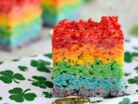Image for {No Bake} St. Patrick’s Day Dessert – Rainbow Rice Krispies Treats