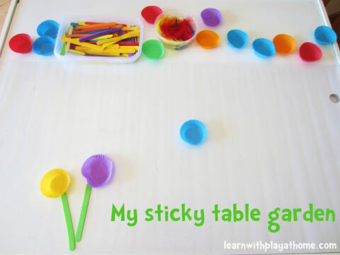 Image for Sticky Table Garden. Contact Paper Activity for Kids