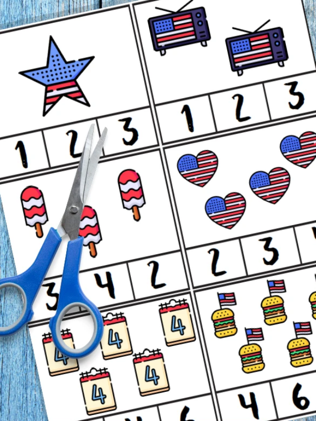 Patriotic Counting Clip Cards