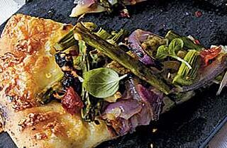 Image for Grilled Pizza with Asparagus & Caramelized Onion Recipe