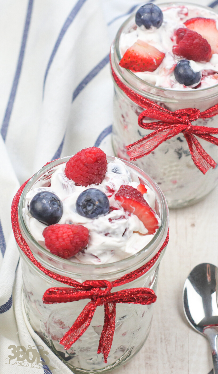 Red White and Blue Cheesecake Salad Recipe!