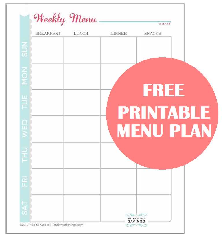 Image for Free Printable Menu Plan Worksheet!
