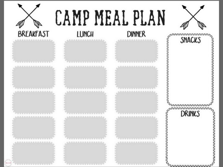 Image for Free Printable Camping Food List + Menu Plan