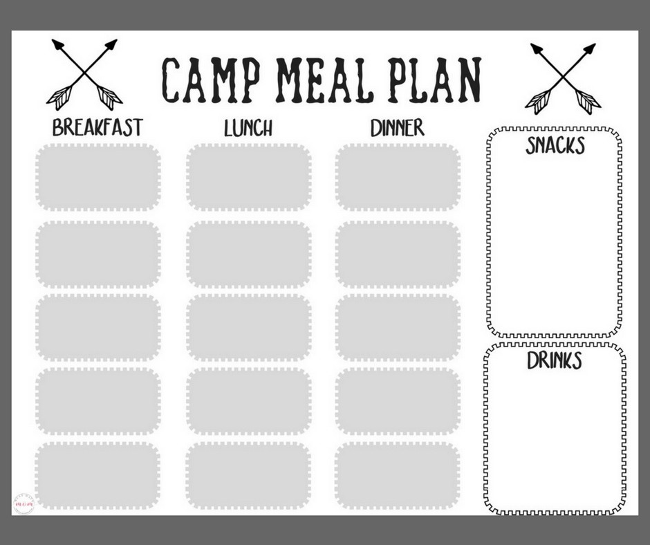 Image for Free Printable Camping Food List + Menu Plan