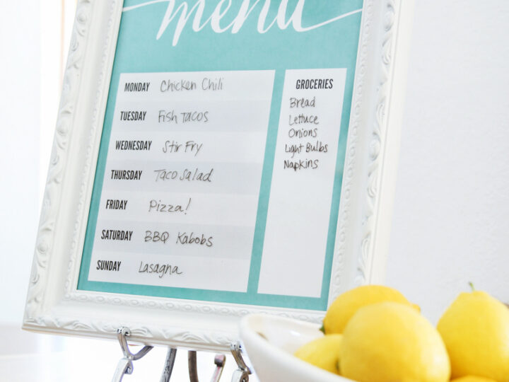 Image for Free Printable Dry Erase Menu Board