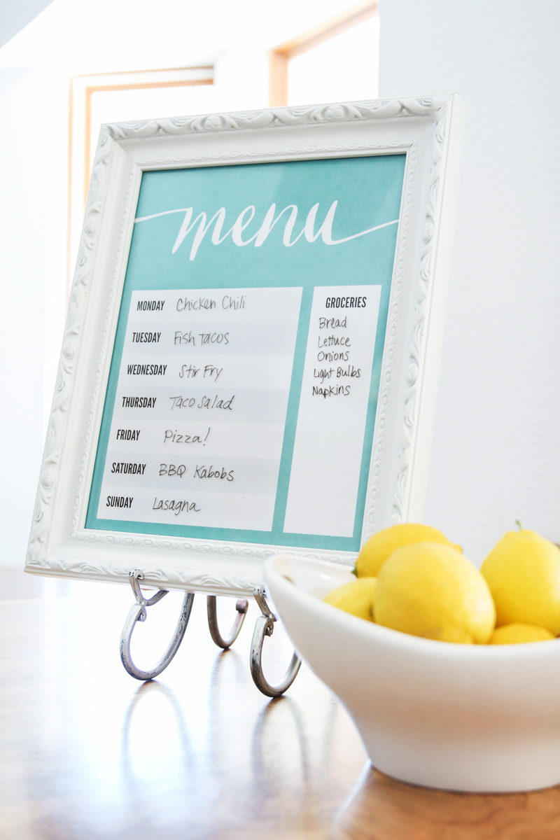 Image for Free Printable Dry Erase Menu Board